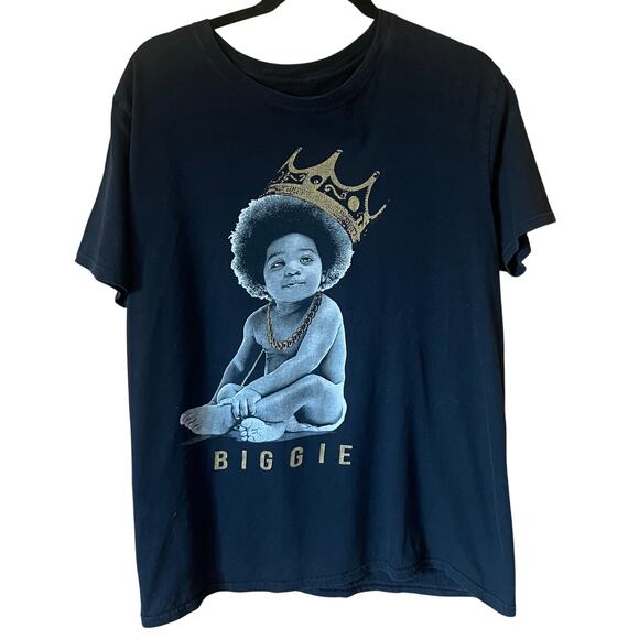 Notorious B.I.G. Black Short Sleeve Baby Biggie Crown T-Shirt Size L Crew Neck - Picture 1 of 6
